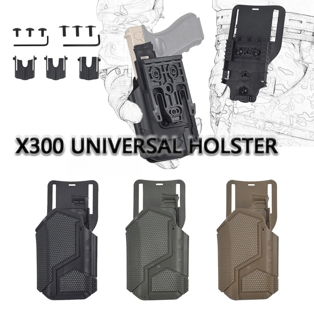 Funda táctica para pistola Surefir, Compatible con luces X300 X300U para Airsoft G17 G19 P226 P320 QLS, funda para cinturón