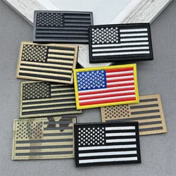 Parches bordados tácticos con bandera de EE. UU., insignias de moral reflectantes para brazalete, chaleco, mochila, rayas, gancho