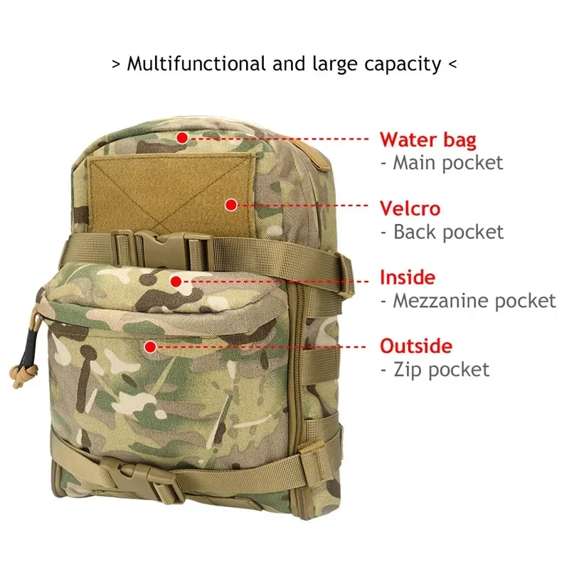Bolsa de agua táctica para exteriores, mochila ligera impermeable 1000D, sistema Molle colgante en el pecho, bolsa Edc, chaleco de acción, bolsa de caza - imagen 5