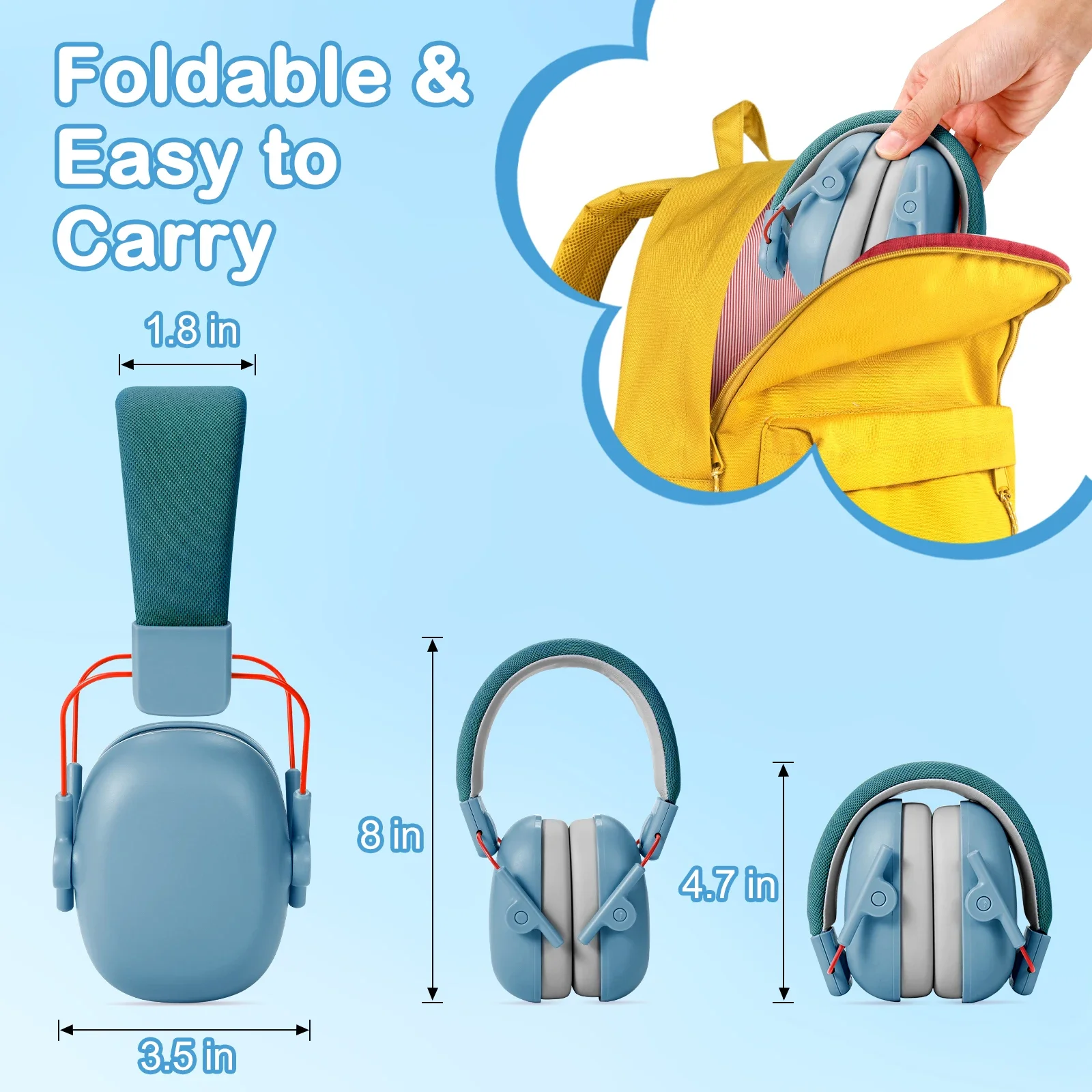 YHKEMA Orejera con cancelación de ruido para niños, protección auditiva SNR 27dB con estuche portátil para autismo, niños pequeños - imagen 5