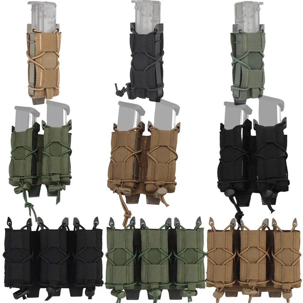 Bolsa para revistas de 9mm, bolsa táctica Molle Triple para revistas, bolsas magnéticas de doble capa, soporte Universal para cartuchos para chaleco CS de caza