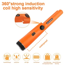 Detector de metales portátil con puntero GP con correa de pulsera LED resistente al agua IP66 para caza del tesoro y exploración al aire libre