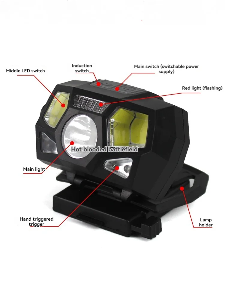 Casco táctico de luz fuerte, lámpara de señal con Sensor, Faro de rescate, carga USB, faro impermeable para caza y pesca - imagen 5