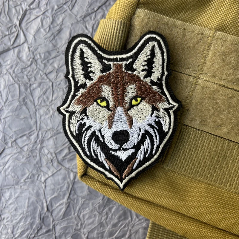 Parche bordado de lobo para ropa, insignia de moral táctica, emblema de gancho y bucle, insignia de lobo militar, brazalete de combate, pegatinas para mochila