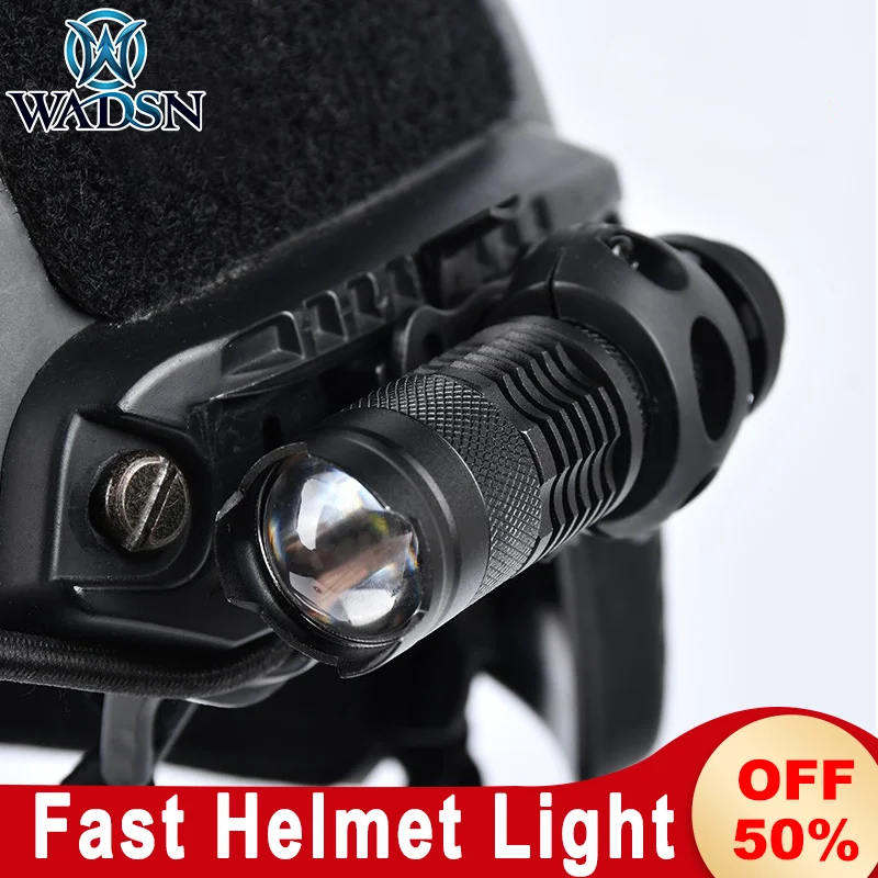 WADSN casco táctico MINI linterna blanca luz LED luz estroboscópica de montaje rápido 20mm Rail Base caza Airsoft Scout Accesorios