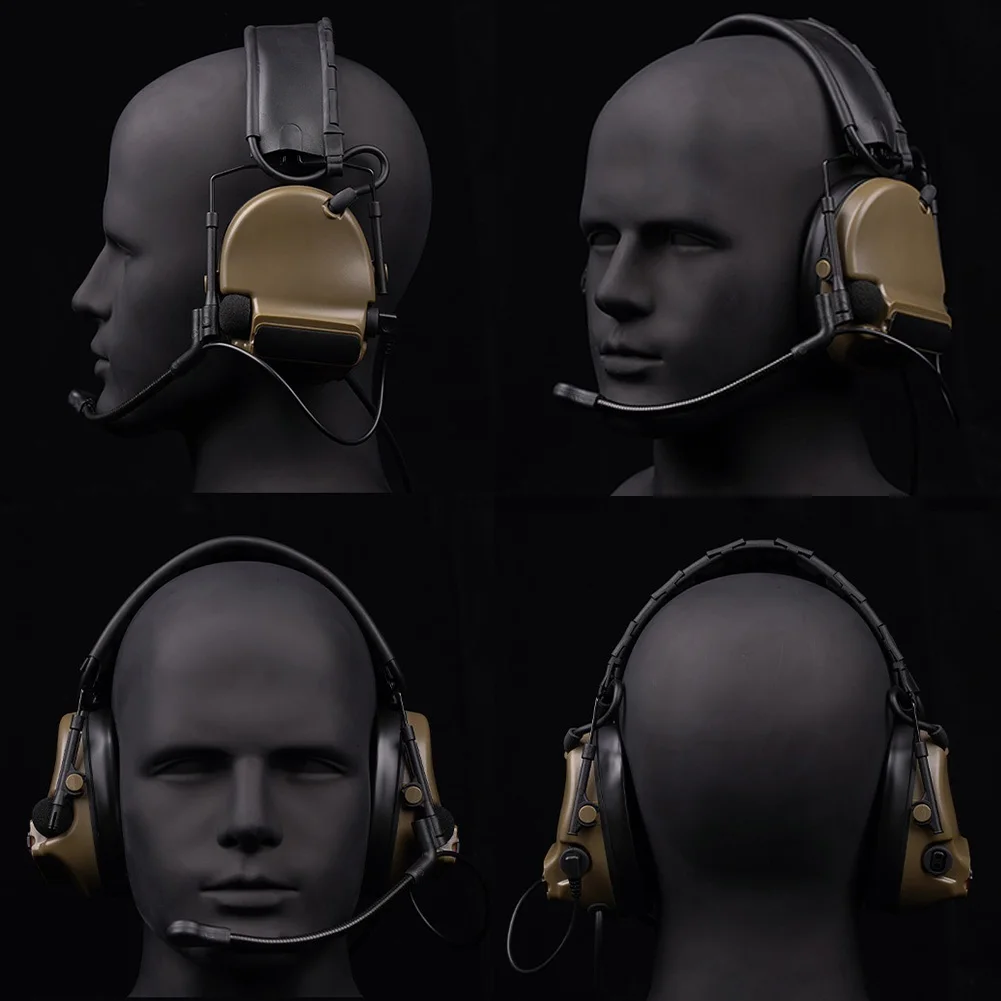 Auriculares tácticos C5 con cancelación de ruido y recogida de sonido, cascos plegables montados en la cabeza, Airsoft, comunicación de caza, orejera auditiva - imagen 5