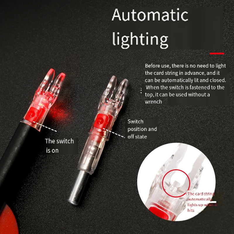 Flecha de Nock luminosa automática, arco iluminado, LED brillante, cola, ajuste ID, eje de flecha de 6,2mm, 3 piezas - imagen 4