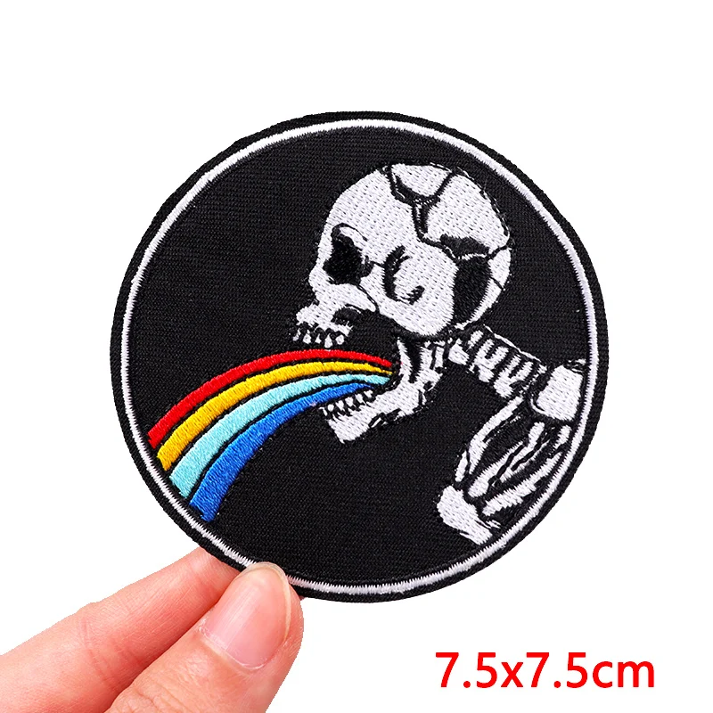 Parche de cinta para cámara, parche bordado de música Rock/calavera, parches para planchar para ropa, parches termoadhesivos para ropa, insignia para coser DIY - imagen 5