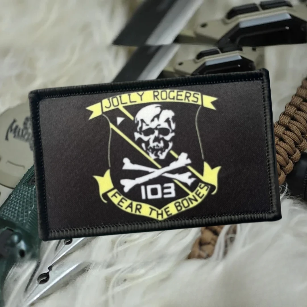 JOLLY ROGERS FEAR THE BONES insignia de moral divertida parche impreso brazalete militar táctico gancho y bucle pegatinas para mochila