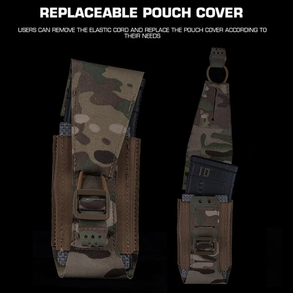 Bolsa ligera para revistas WG 5,56, Molle, táctica, para caza, Airsoft M4, bolsa individual con cuerda elástica/placa de cubierta, estilo Dual - imagen 5