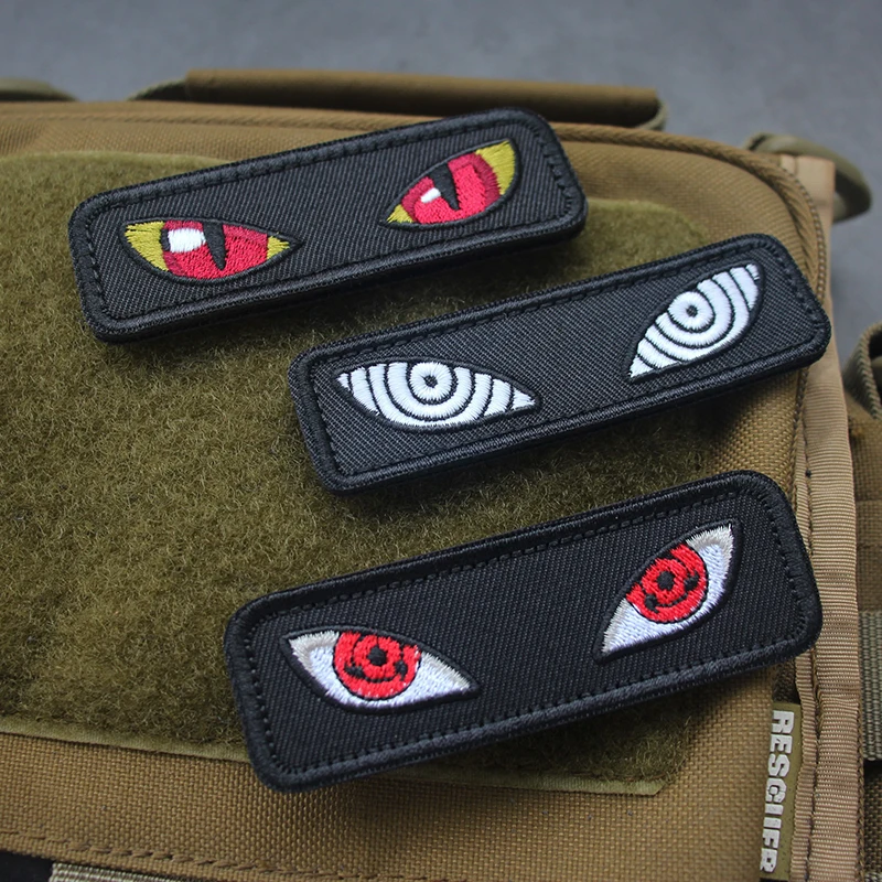 Parche bordado luminoso de ojo de gato, insignias de brazalete táctico de ojo de reencarnación para decoración de bolsas de ropa - imagen 3