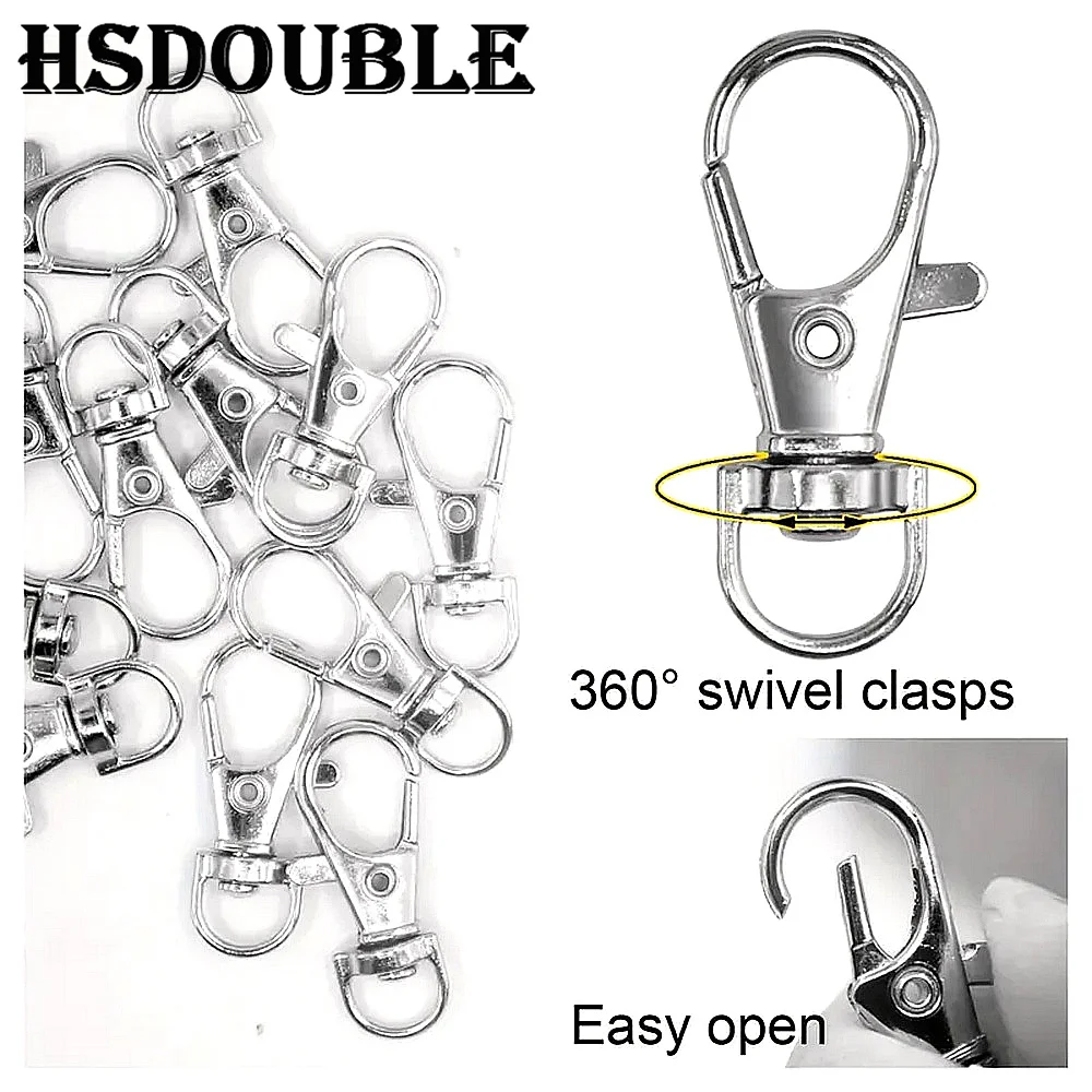 Ganchos a presión giratorios plateados con llaveros para llaveros, cordones, fabricación de joyas, manualidades artísticas, 20 unids/lote por paquete - imagen 4