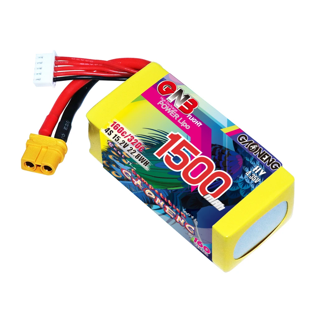 Batería Lipo GNB 1500mAh 4S 15,2 V 160C/MAX 320C para Dron de carreras FPV Quadcopter piezas de helicóptero batería recargable de 15,2 V - imagen 4