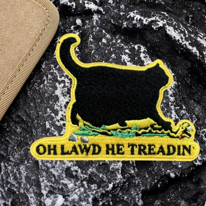 Parche bordado de gato Oh Lawd He Treadin, chaleco táctico, brazalete con gancho y bucle, insignia de moral, parches adhesivos para mochila para ropa - imagen 4