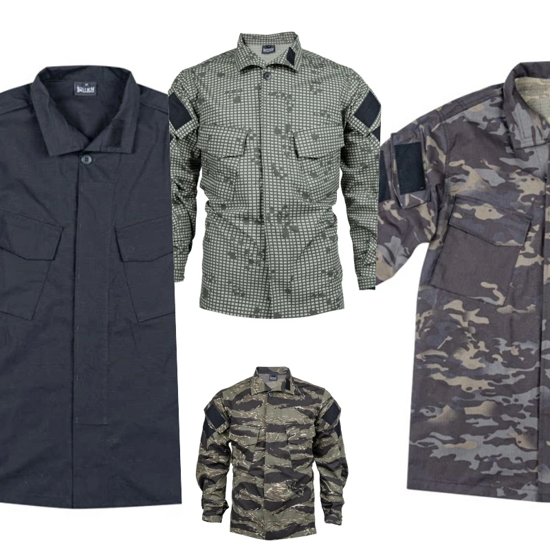 Camisa táctica manga larga camuflaje nocturno desértico rayas tigre