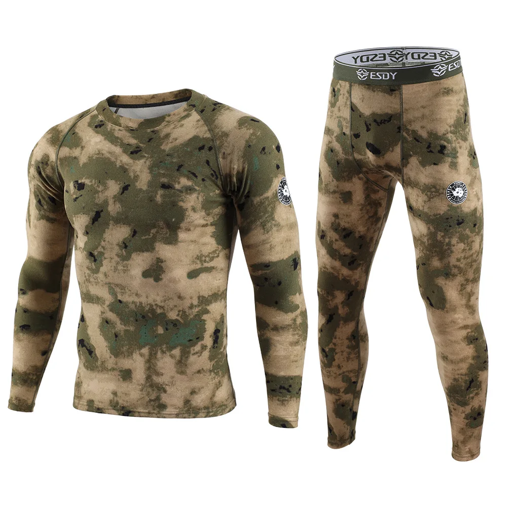 Ropa interior térmica de camuflaje de invierno para hombre, Calzoncillos largos deportivos cálidos, ropa interior de ciclismo elástica de alta calidad, conjunto de compresión - imagen 5