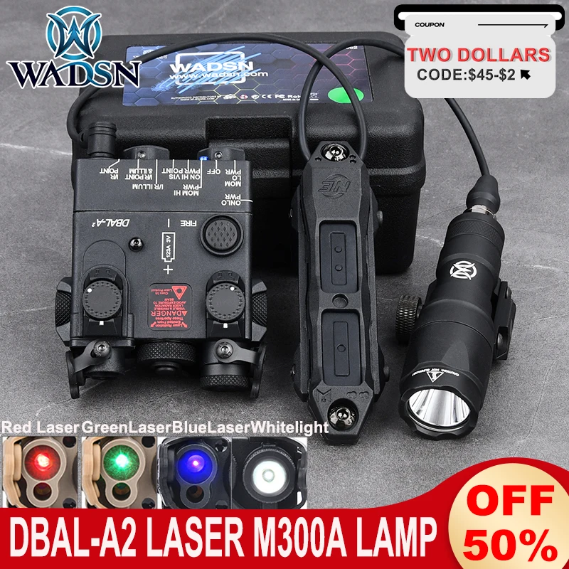 Wadsn DBAL-A2 rojo verde azul punto láser M300A caza explorador juego de luces DBAL A2 táctico blanco linterna LED interruptor de presión