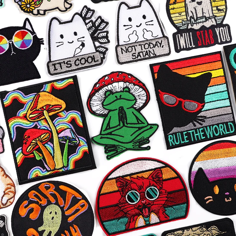 Parche bordado de rana/gato, parche de animales de dibujos animados, parches para planchar para ropa, parches termoadhesivos para ropa, pegatinas para coser pantalones vaqueros - imagen 2