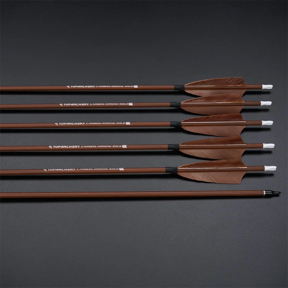 Toparchery Flechas de carbono con plumas naturales para arco compuesto - imagen 2