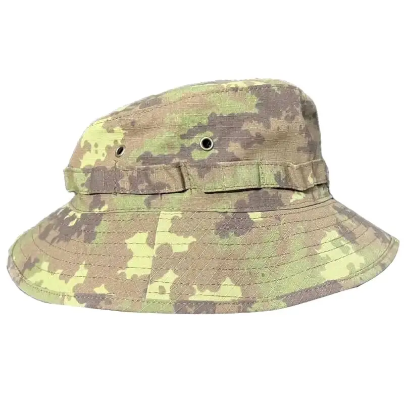 Gorra de caza y pesca al aire libre para hombres y mujeres, patrón de camuflaje italiano, cúpula a prueba de viento, sombrero de alero corto