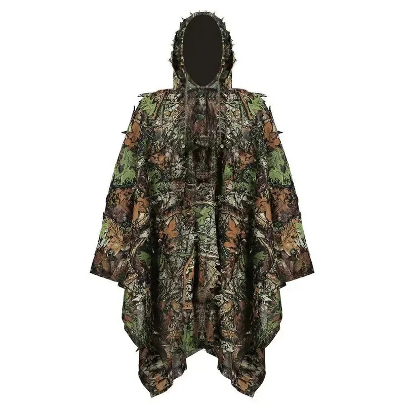 Ropa de caza táctica, Poncho de ropa de camuflaje Ghillie biónico de hoja de arce 3D - imagen 2