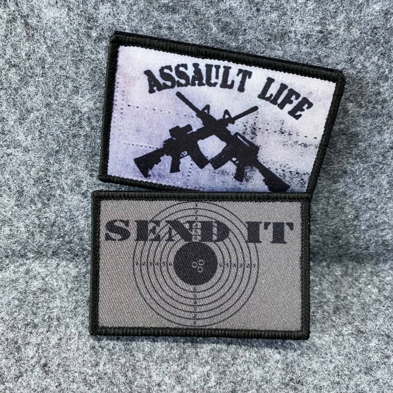 Parche de insignia de moral de tiro de Rifle de asalto LIFE, pegatina táctica de mochila, objetivo de tiro impreso, brazalete de gancho y bucle - imagen 2