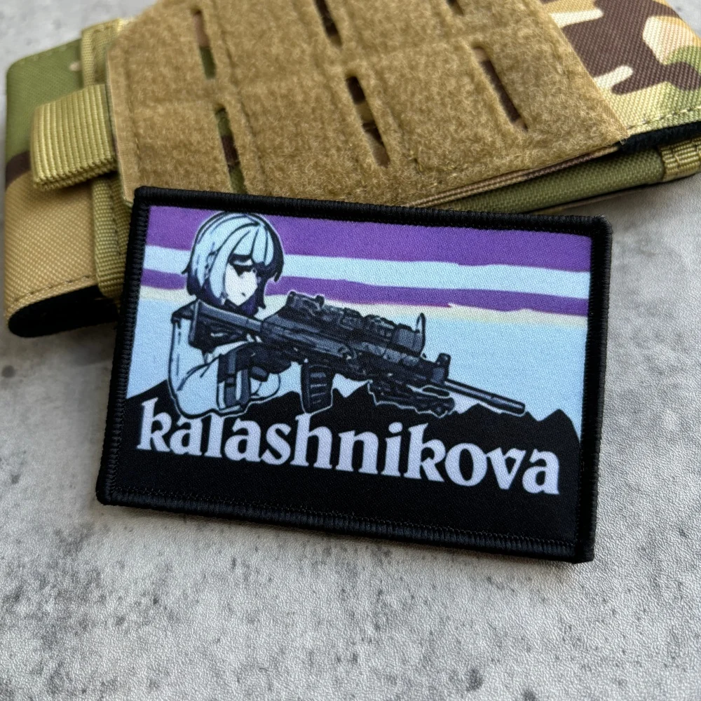 Parches de Meme de Chica de Anime Kalashnikova, parche de gancho y bucle, brazalete moral para chica, insignia de moral del ejército militar, pegatina para mochila táctica - imagen 3