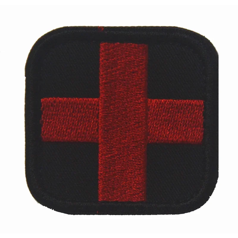 Insignia de PVC de Cruz Roja, parches de goma de primeros auxilios médicos, pegatina bordada con gancho y bucle de rescate cruzado militar, costura en mochila - imagen 3