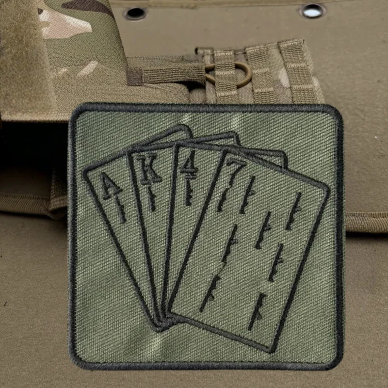 Parche bordado Ak47, tarjeta de póker, chaleco táctico, insignia de moral con gancho y bucle, pegatinas decorativas para mochila, parches para brazalete para ropa - imagen 4