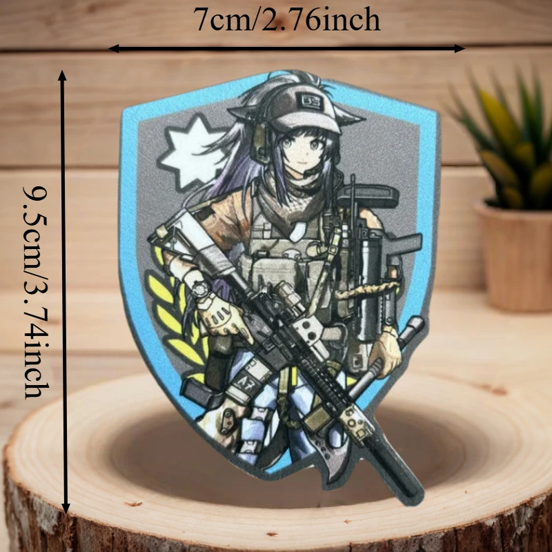 Parche de impresión de Anime Gun Girl, chaleco táctico, parches de gancho y bucle para ropa, insignia de moral militar, pegatinas para mochila, brazalete - imagen 3