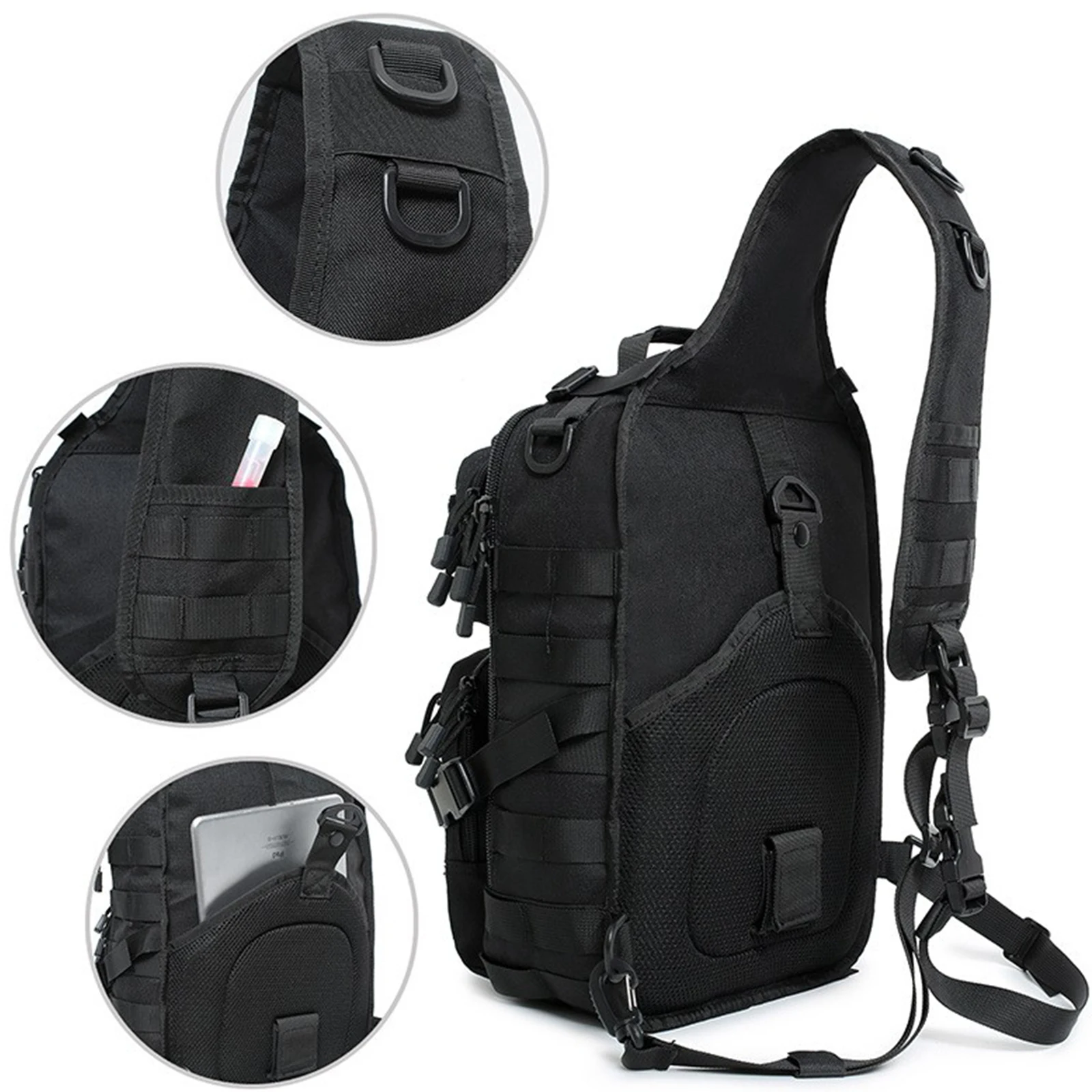 Bolsa bandolera deportiva con cremallera de Color sólido Unisex, bolsa de fotografía de nailon impermeable multifuncional, mochila deportiva para exteriores - imagen 2