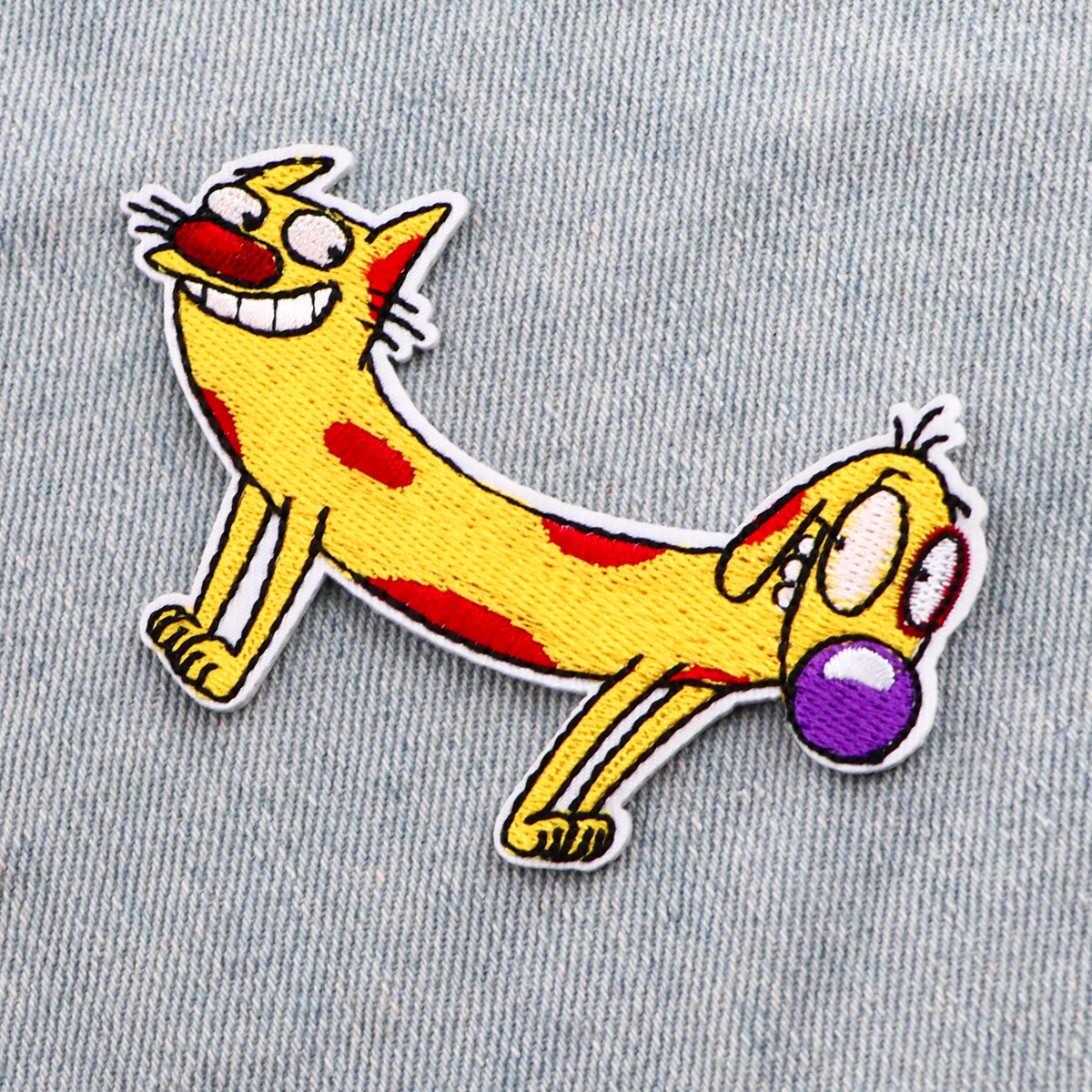 Parches de perro de dibujos animados AD2859 para ropa, parches bordados con plancha de animales divertidos para ropa, accesorio de apliques de rayas DIY - imagen 3