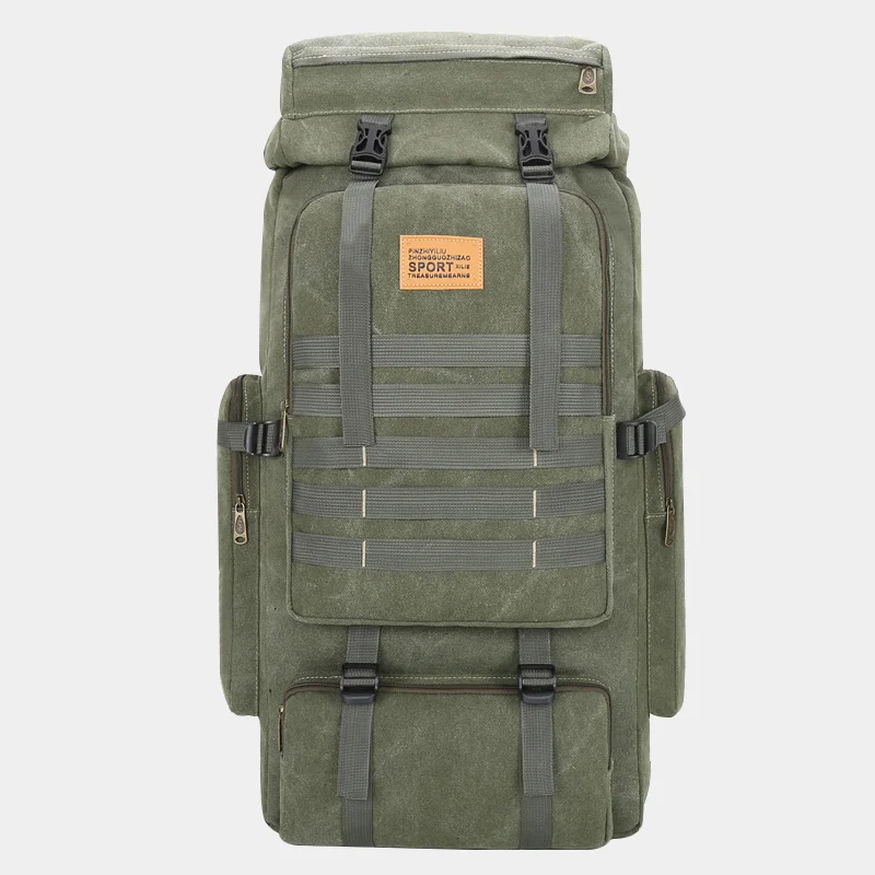 Bolsa de lona para acampar para hombre, mochila de senderismo, equipaje, escalada al aire libre, Trekking, bolsas de hombro tácticas de viaje, deportes, 70l - imagen 2