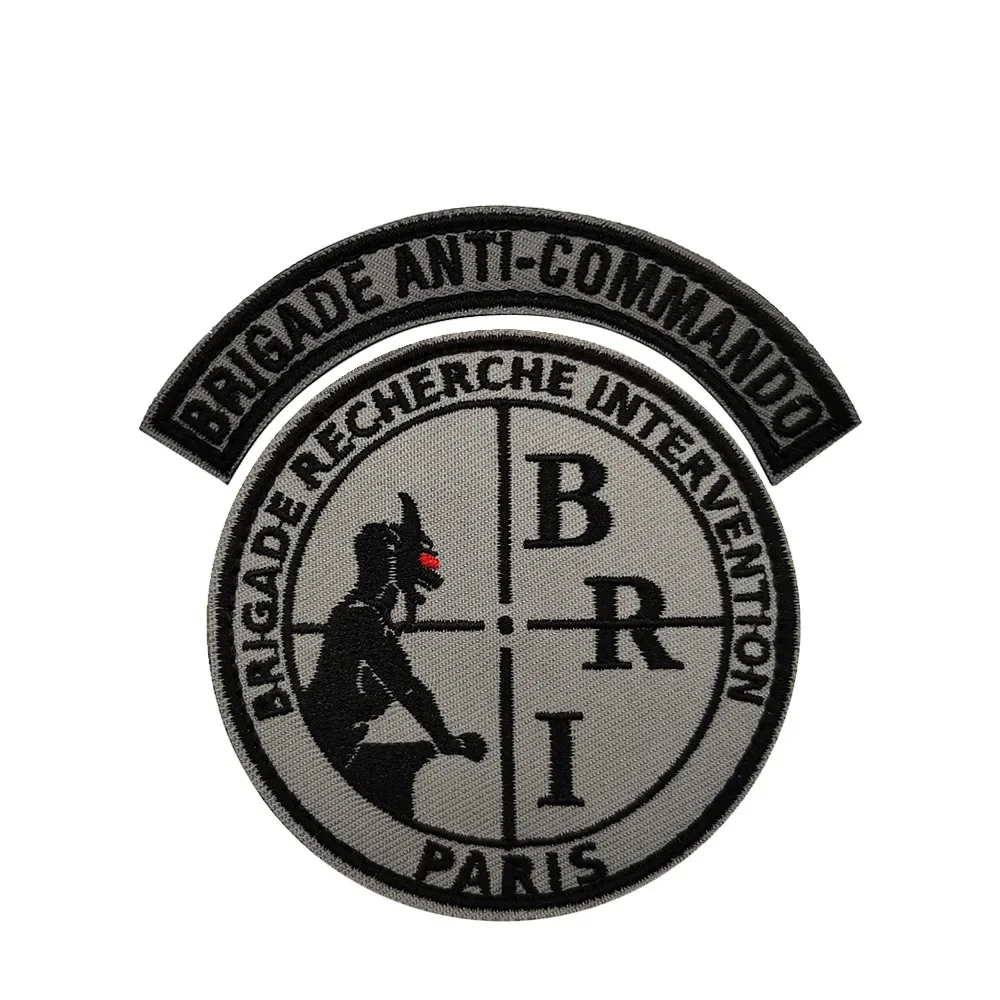 Parches de gancho y bucle bordados del equipo anti asalto BRI francés, insignia de moral de ventilador militar, pegatina para brazalete, parche táctico para mochila - imagen 2
