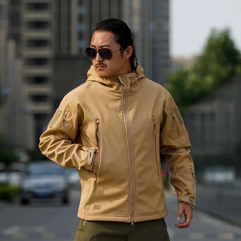 Chaqueta gruesa de invierno para hombre, chaquetas suaves de lana de camuflaje, impermeable, entrenamiento táctico, chaqueta con capucha multibolsillo, ropa de caza al aire libre - imagen 5