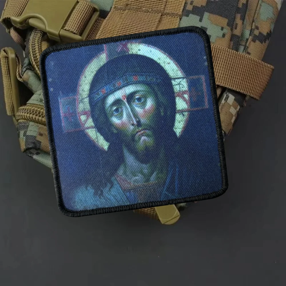 Parche de insignia de moral de Jesús, parches tácticos con gancho y bucle impreso, brazalete de Chevron del ejército militar, pegatinas para mochila - imagen 4