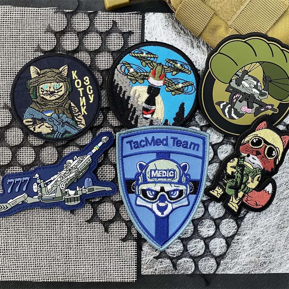 Parches bordados del ejército de Drones de Ucrania para ropa, insignia táctica de PVC de FOX SNIPER, obús, pegatina de mochila militar M777 - imagen 2