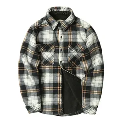 Camisa táctica de lana a cuadros hombre manga larga cálida
