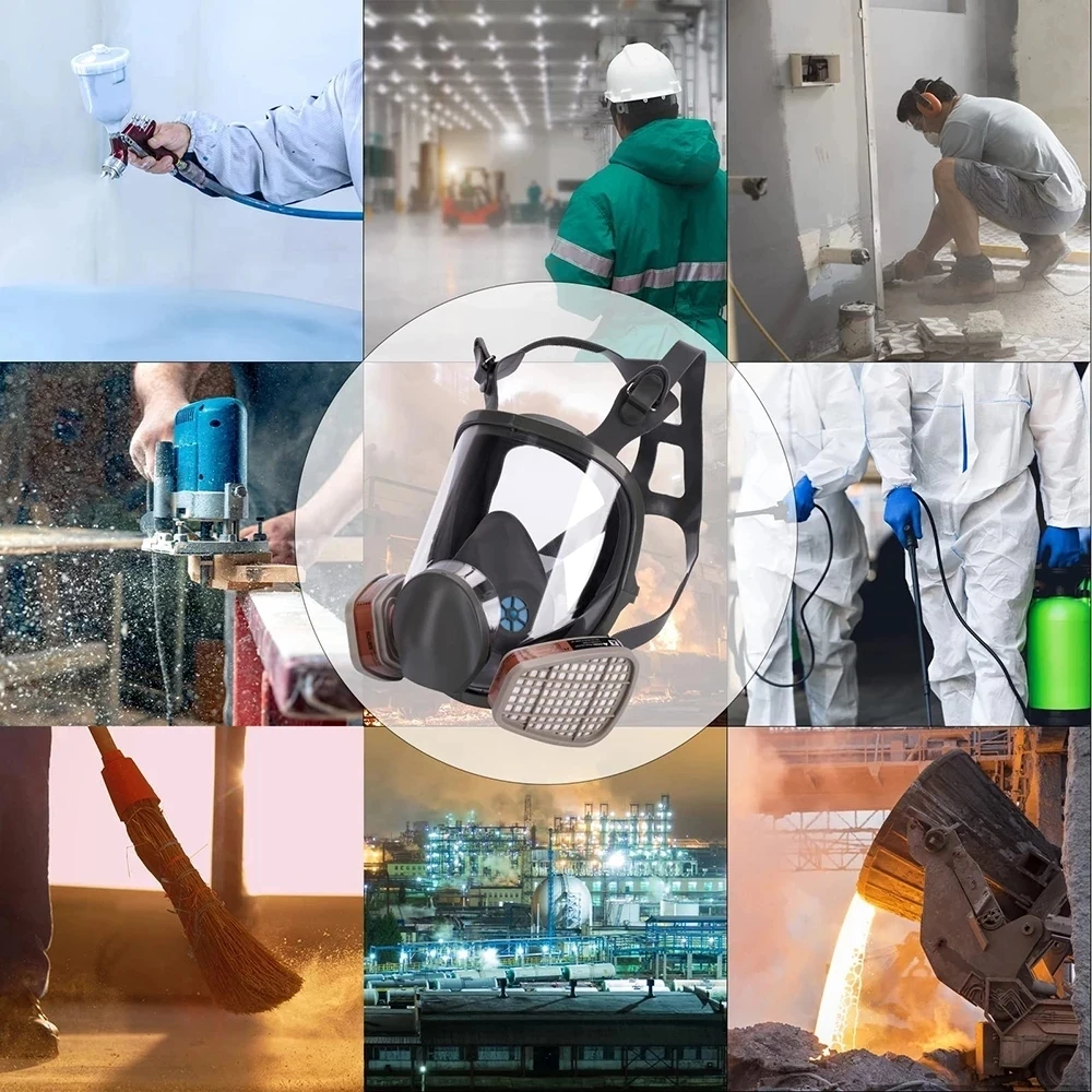 Máscara facial completa 15 en 1, reutilizable, amplio campo de visión, ampliamente utilizado en pintura y soldadura de carpintería 6800 respirador - imagen 5