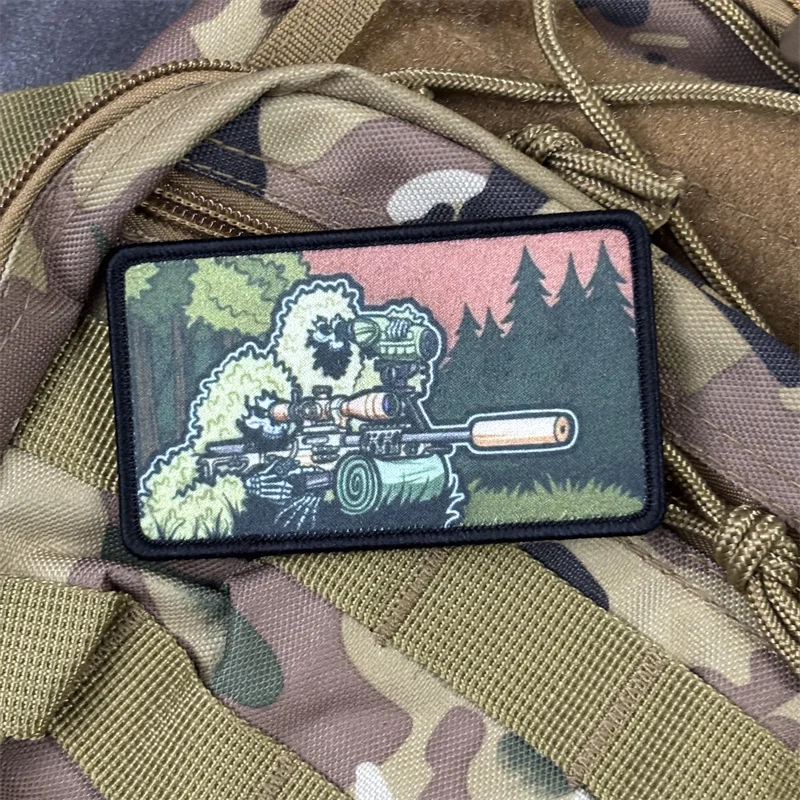 Parche táctico impreso "esqueleto soldado francotirador", insignia de moral militar, parches de gancho, ropa, mochila, accesorios, pegatinas - imagen 2