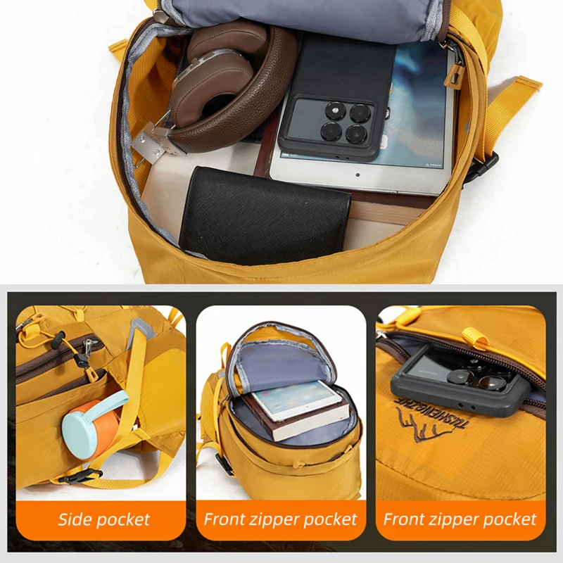 Mochila de viaje para senderismo al aire libre para hombres y mujeres, deporte, escalada, ciclismo, senderismo, mochila con cordón, bolsa reflectante para entrenamiento y correr - imagen 4