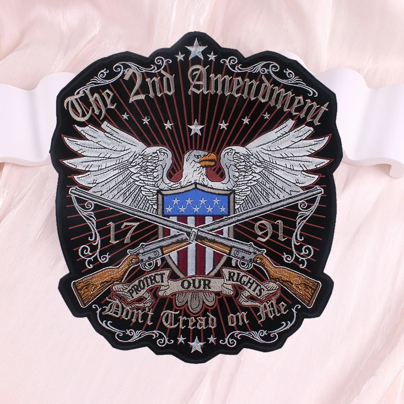 Parche bordado de calavera trasera grande de terror, parches bordados de motociclista Punk para ropa, chaqueta de cuero, parche para coser en la espalda DIY - imagen 2