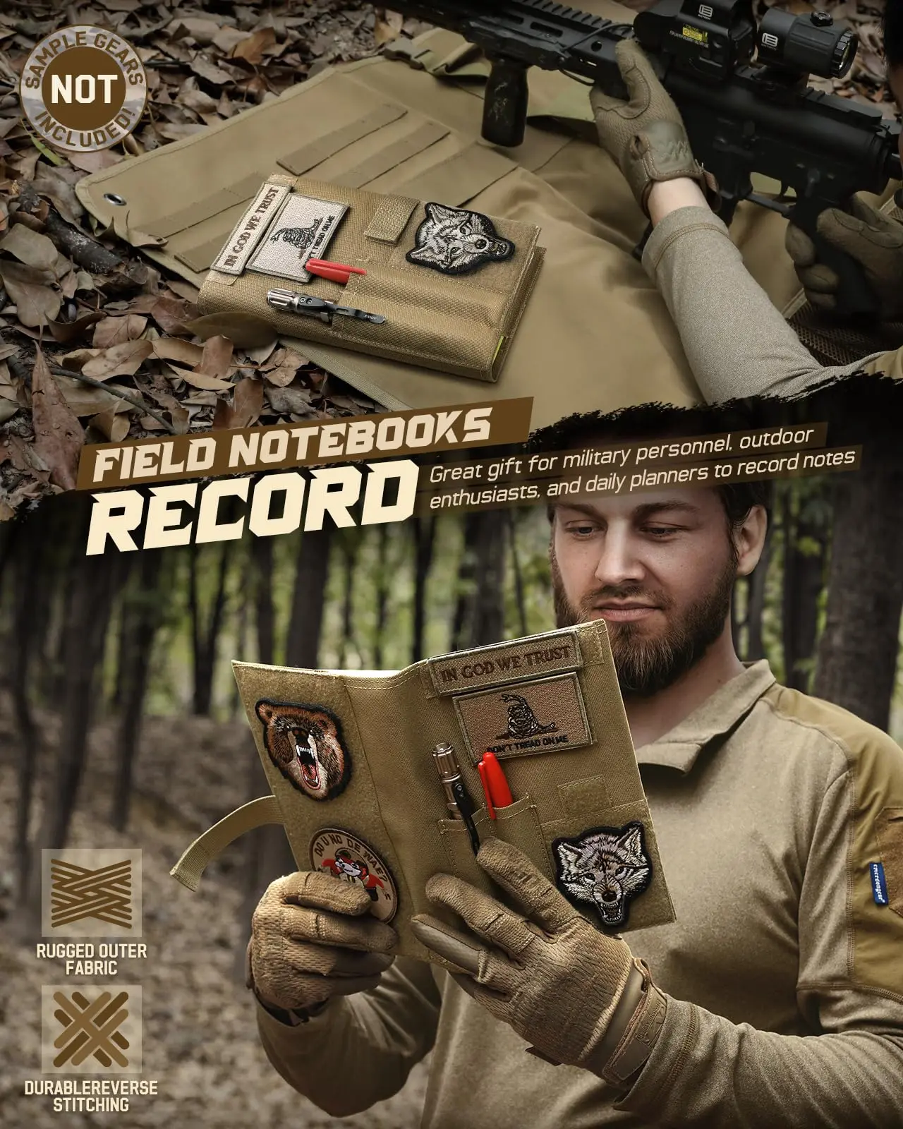 Cubierta de notas tácticas, carpeta de anillas de notas de campo, soporte protector de libro de registro, cubierta de cuaderno táctico, cubierta de cuaderno de campo desmontable - imagen 5