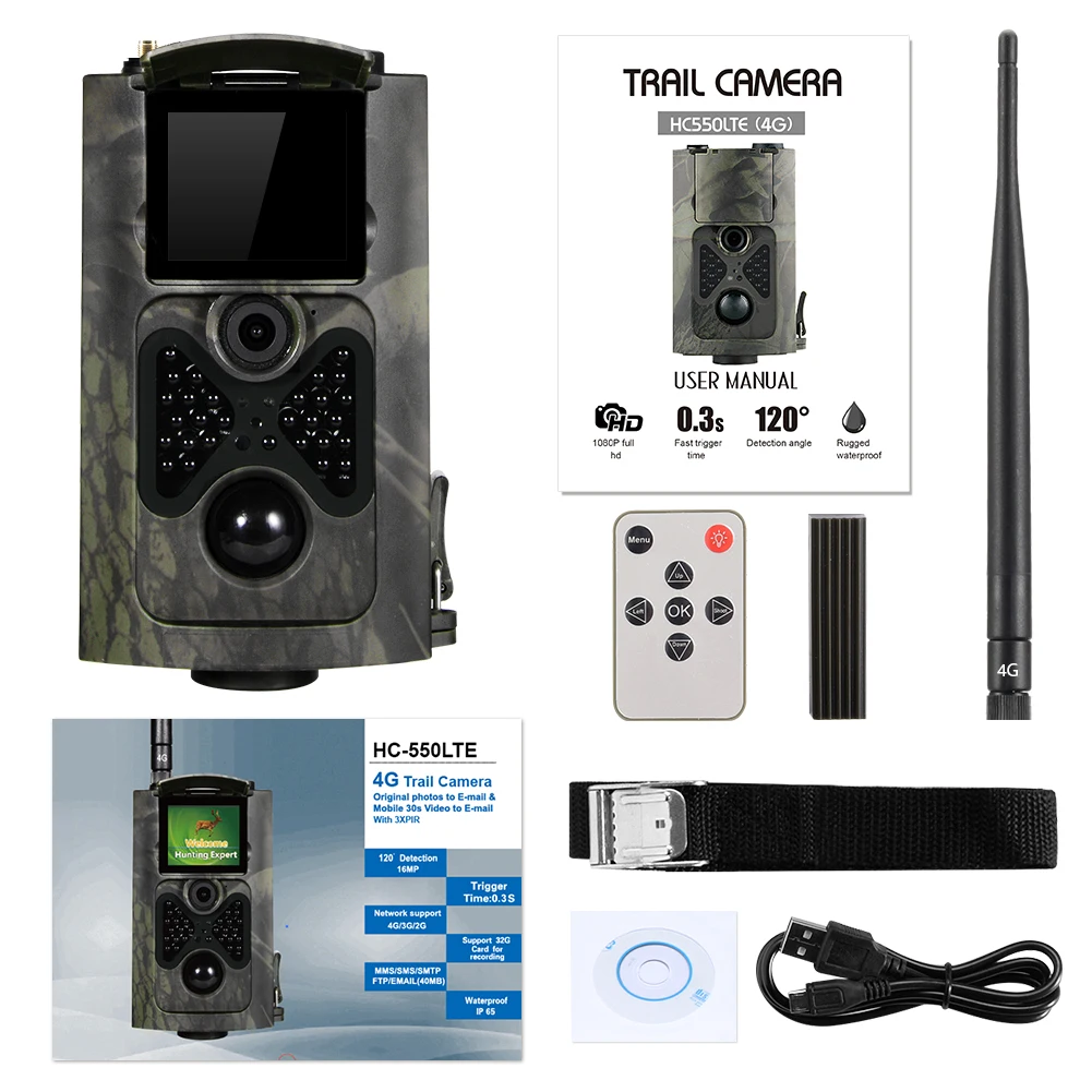 Cámara de rastreo para caza, dispositivo de vigilancia con visión nocturna, 4G, HC-550LTE, 20MP, SMTP, MMS, SMS, FTP - imagen 5