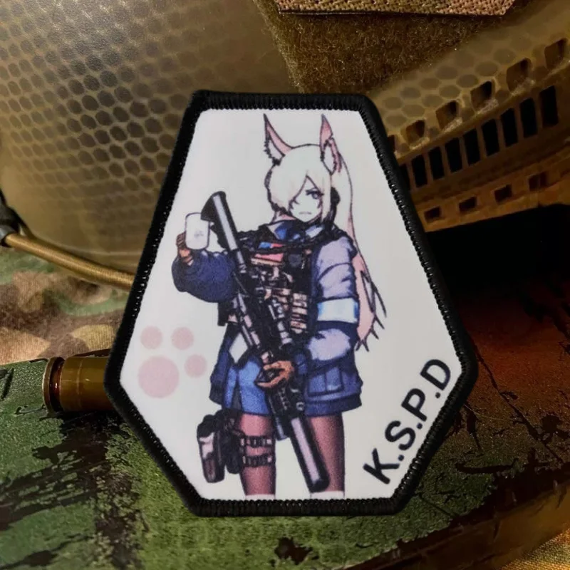 Parche con estampado de Chica de Anime, brazalete decorativo táctico con gancho y bucle, insignia de moral, pegatinas para mochila, parches DIY para ropa