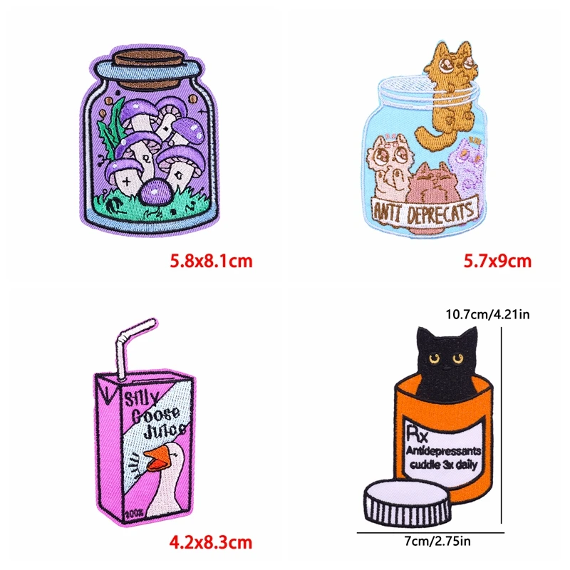 10 Uds. Parches bordados de botella de dibujos animados, parches para planchar para ropa, parches termoadhesivos para ropa, parche para taza de café y bebida - imagen 5