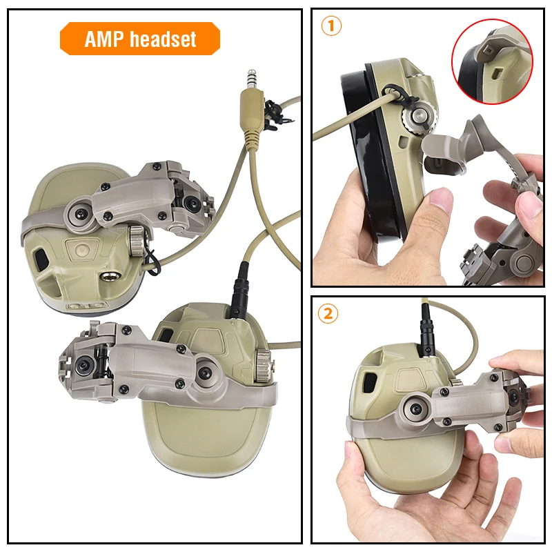 WADSN soporte de auriculares táctico colgante de rotación rápida, accesorios de arma de caza de tiro al aire libre para Wendy FLUX y casco rápido - imagen 4