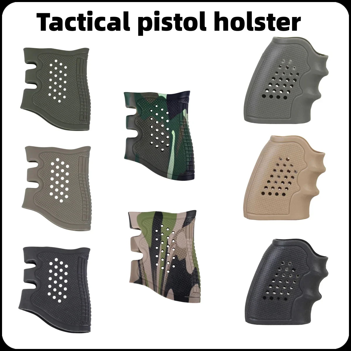 Empuñaduras de goma antideslizantes para pistola de exterior, accesorios de acampada para revólver, pistola de revólver antideslizante para Paintball - imagen 2