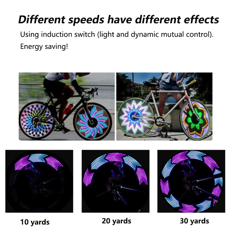 Luz LED de neón para radios de rueda de bicicleta, llantas de bicicletas coloridas impermeables, luz de advertencia de seguridad, luces Flash para neumáticos, lámpara para ciclismo - imagen 5
