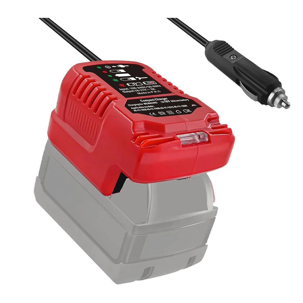 Mini cargador de coche compacto para Makitas/Milwaukee/Dewalt 18V 20V batería de iones de litio cargador de coche cargador de enchufe de encendedor de cigarrillos - imagen 2